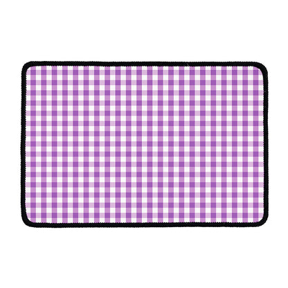 Purple And White Check Pattern Print Kitchen Mat