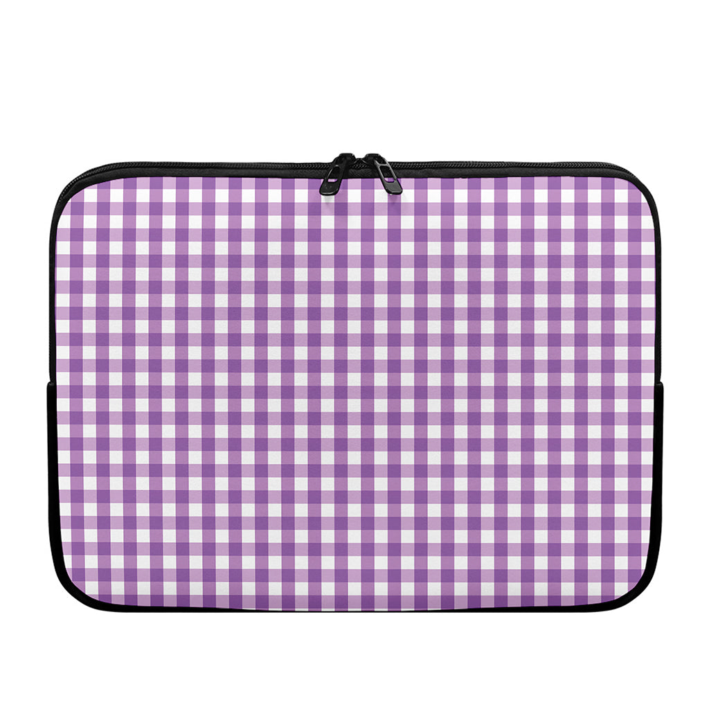 Purple And White Check Pattern Print Laptop Sleeve