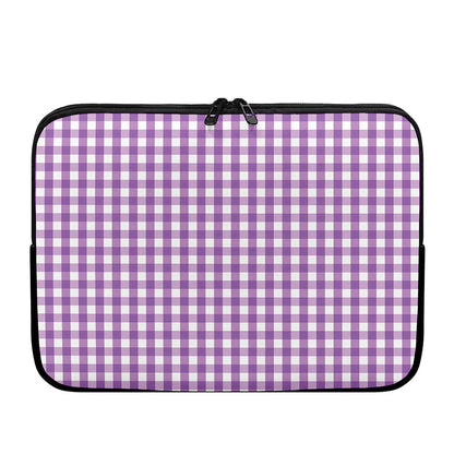 Purple And White Check Pattern Print Laptop Sleeve