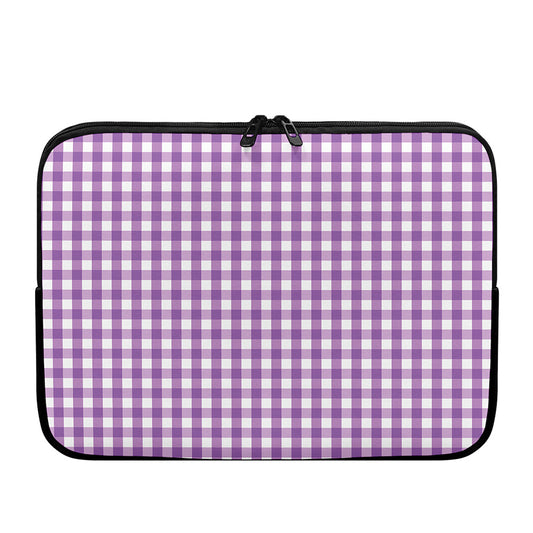 Purple And White Check Pattern Print Laptop Sleeve
