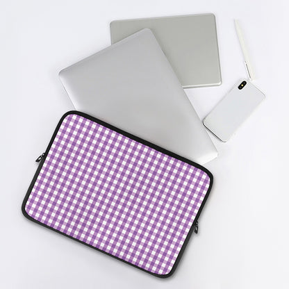 Purple And White Check Pattern Print Laptop Sleeve