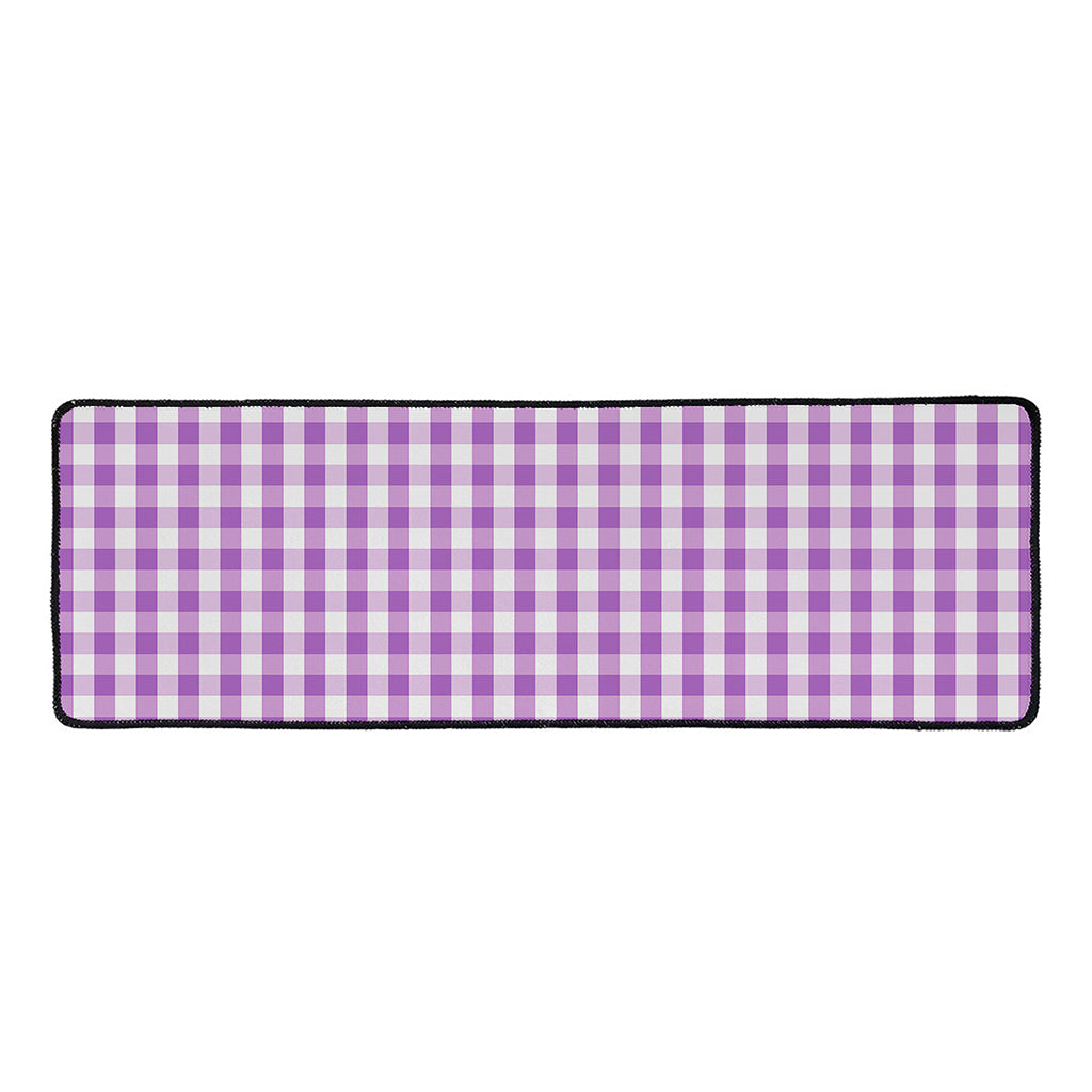 Purple And White Check Pattern Print Long Kitchen Mat