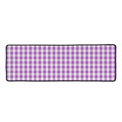 Purple And White Check Pattern Print Long Kitchen Mat