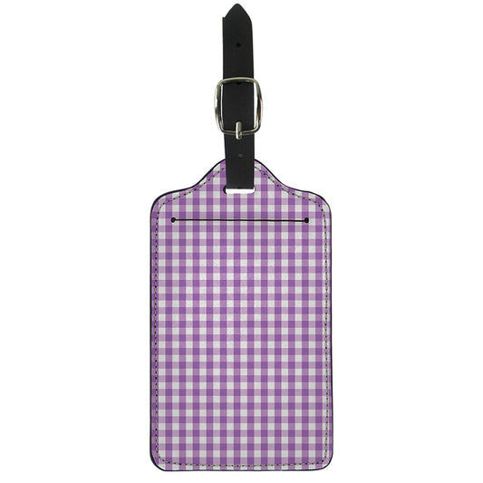 Purple And White Check Pattern Print Luggage Tag