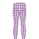 Purple And White Check Pattern Print Men's leggings