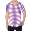 Purple And White Check Pattern Print Men's Shirt