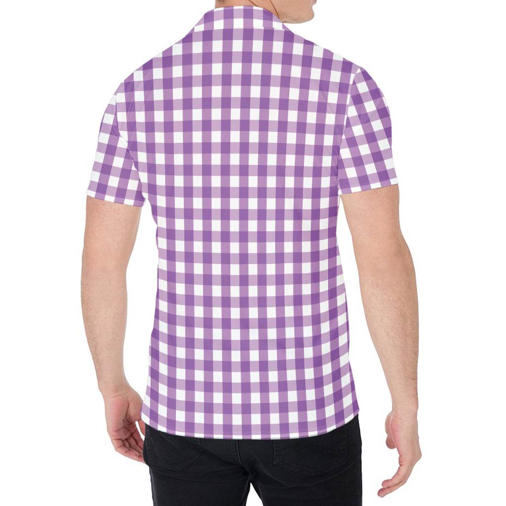 Purple And White Check Pattern Print Men's Shirt