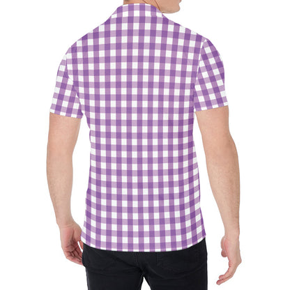 Purple And White Check Pattern Print Men's Shirt