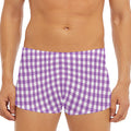 Purple And White Check Pattern Print Men's Short Boxer Briefs