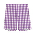 Purple And White Check Pattern Print Men's Athletic Shorts