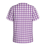 Purple And White Check Pattern Print Men's Sports T-Shirt