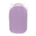 Purple And White Check Pattern Print Mesh Laundry Hamper
