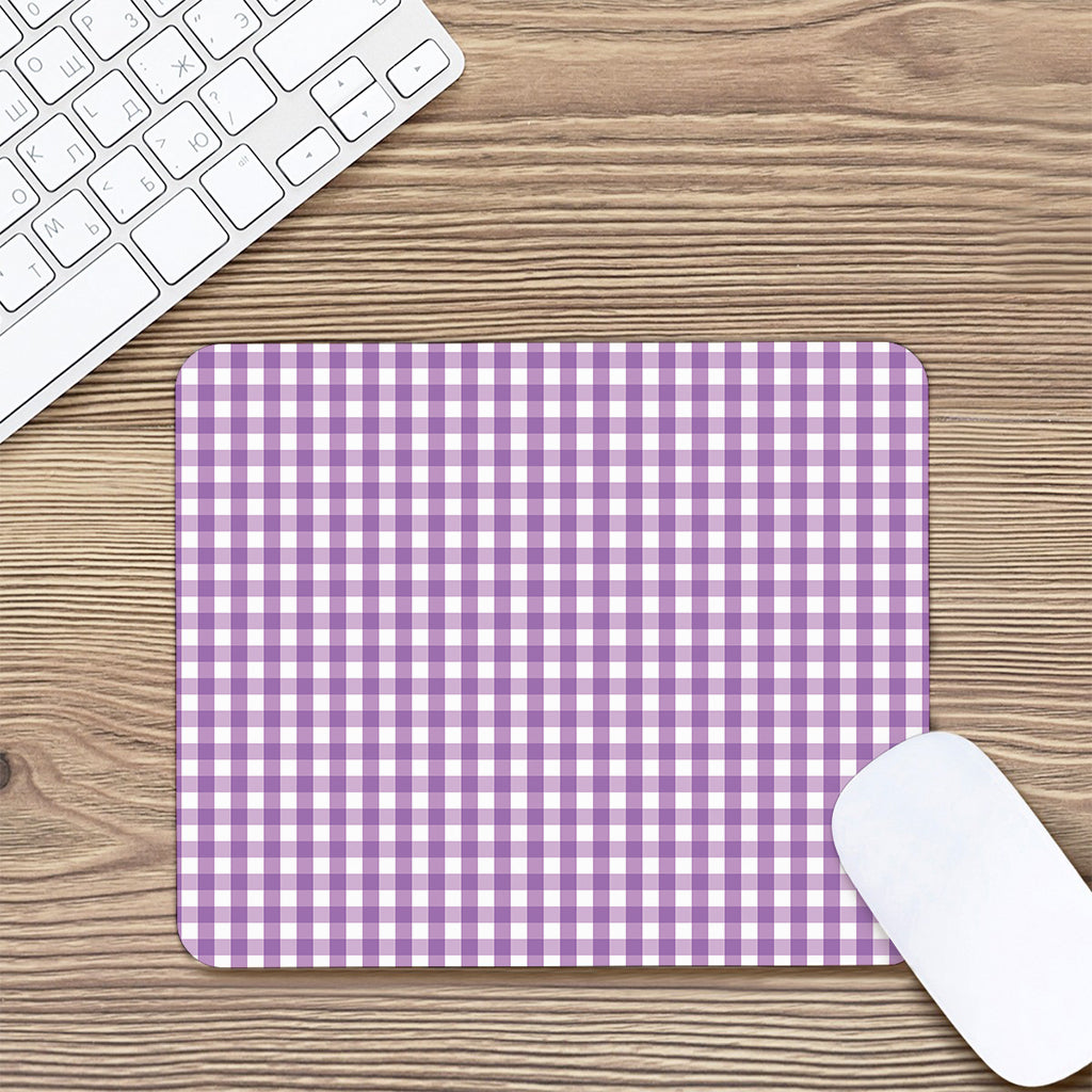 Purple And White Check Pattern Print Mouse Pad