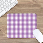 Purple And White Check Pattern Print Mouse Pad