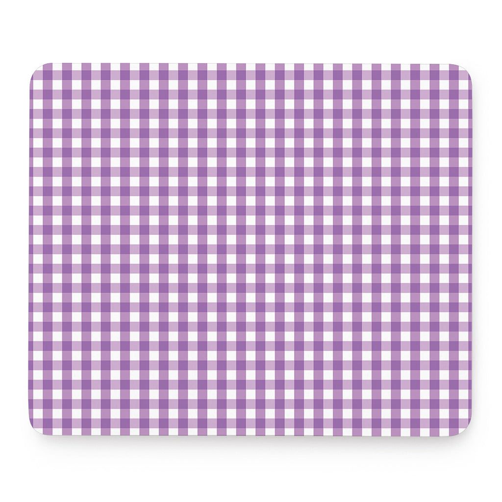 Purple And White Check Pattern Print Mouse Pad
