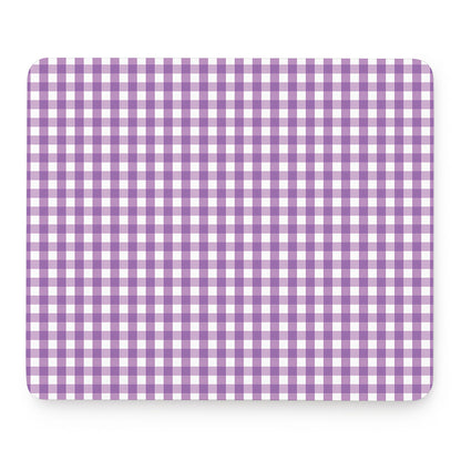 Purple And White Check Pattern Print Mouse Pad