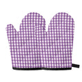 Purple And White Check Pattern Print Oven Mitts