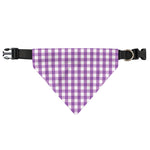Purple And White Check Pattern Print Over The Collar Dog Bandana