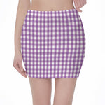 Purple And White Check Pattern Print Pencil Mini Skirt