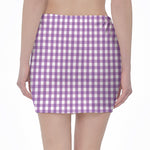 Purple And White Check Pattern Print Pencil Mini Skirt