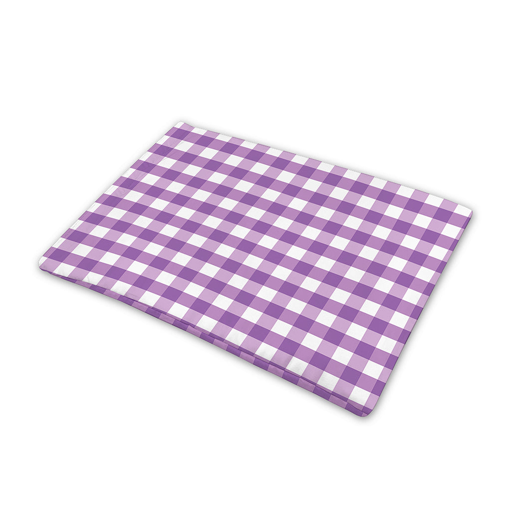 Purple And White Check Pattern Print Pet Cooling Mat Cover