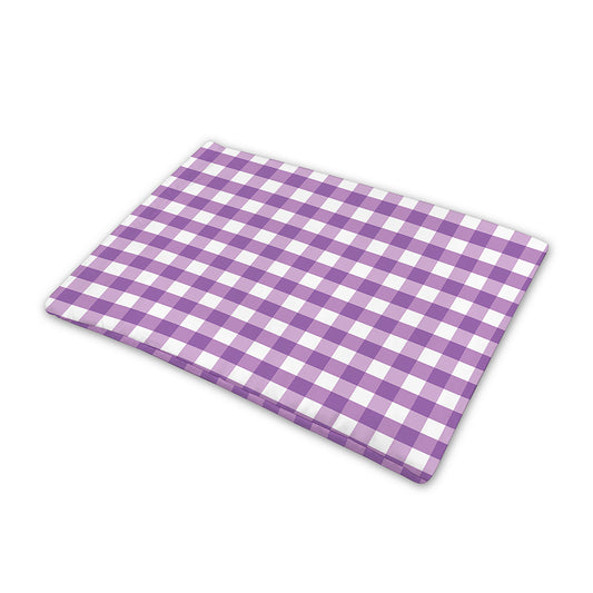 Purple And White Check Pattern Print Pet Cooling Mat Cover