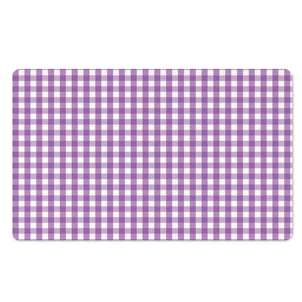 Purple And White Check Pattern Print Polyester Doormat