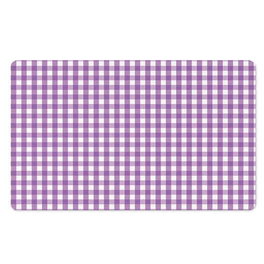 Purple And White Check Pattern Print Polyester Doormat