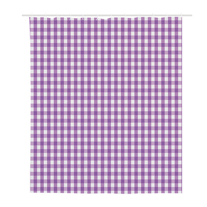 Purple And White Check Pattern Print Polyester Shower Curtain