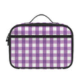 Purple And White Check Pattern Print Portable Lunch Bag