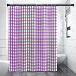 Purple And White Check Pattern Print Premium Shower Curtain