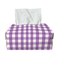 Purple And White Check Pattern Print Rectangle Tissue Box Cover