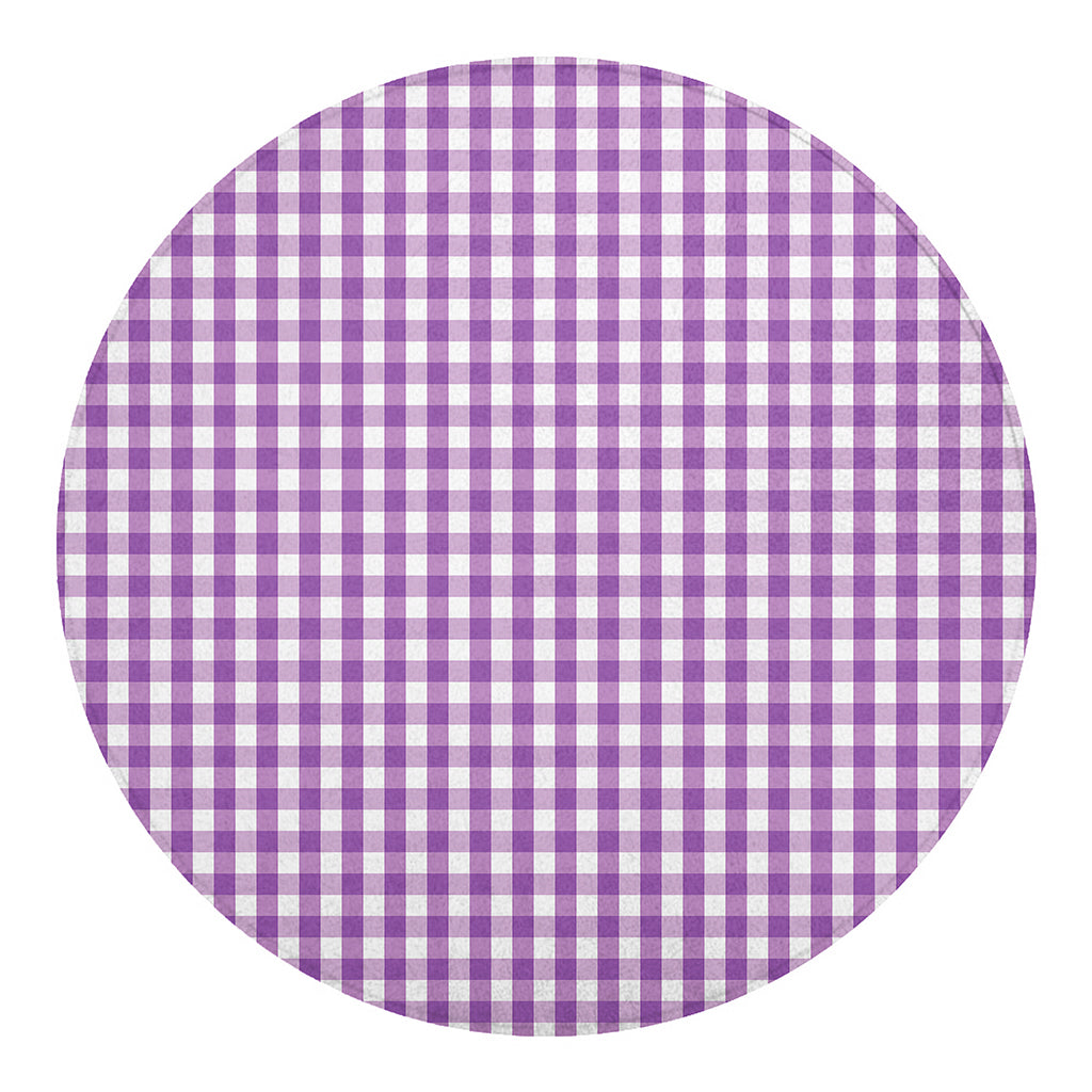 Purple And White Check Pattern Print Round Blanket
