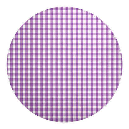 Purple And White Check Pattern Print Round Blanket