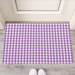 Purple And White Check Pattern Print Rubber Doormat