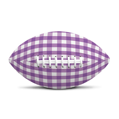 Purple And White Check Pattern Print Rugby Ball