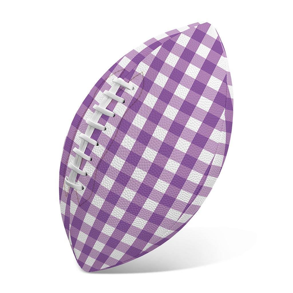 Purple And White Check Pattern Print Rugby Ball