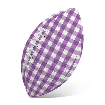 Purple And White Check Pattern Print Rugby Ball