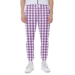 Purple And White Check Pattern Print Scuba Joggers