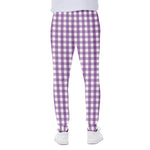 Purple And White Check Pattern Print Scuba Joggers