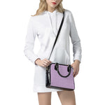 Purple And White Check Pattern Print Shoulder Handbag