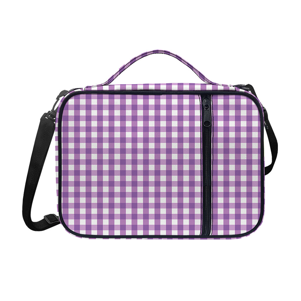 Purple And White Check Pattern Print Shoulder Strap Bible Bag