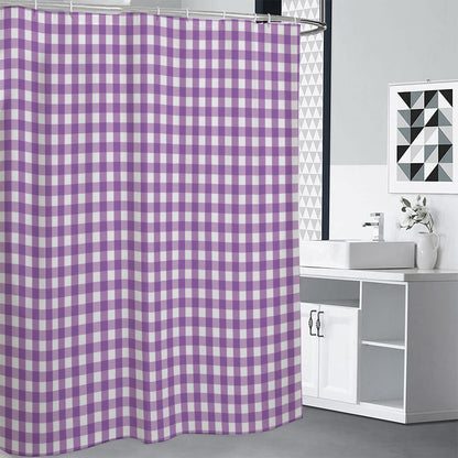 Purple And White Check Pattern Print Shower Curtain