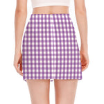 Purple And White Check Pattern Print Side Slit Mini Skirt