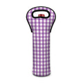 Purple And White Check Pattern Print Single Neoprene Wine Tote