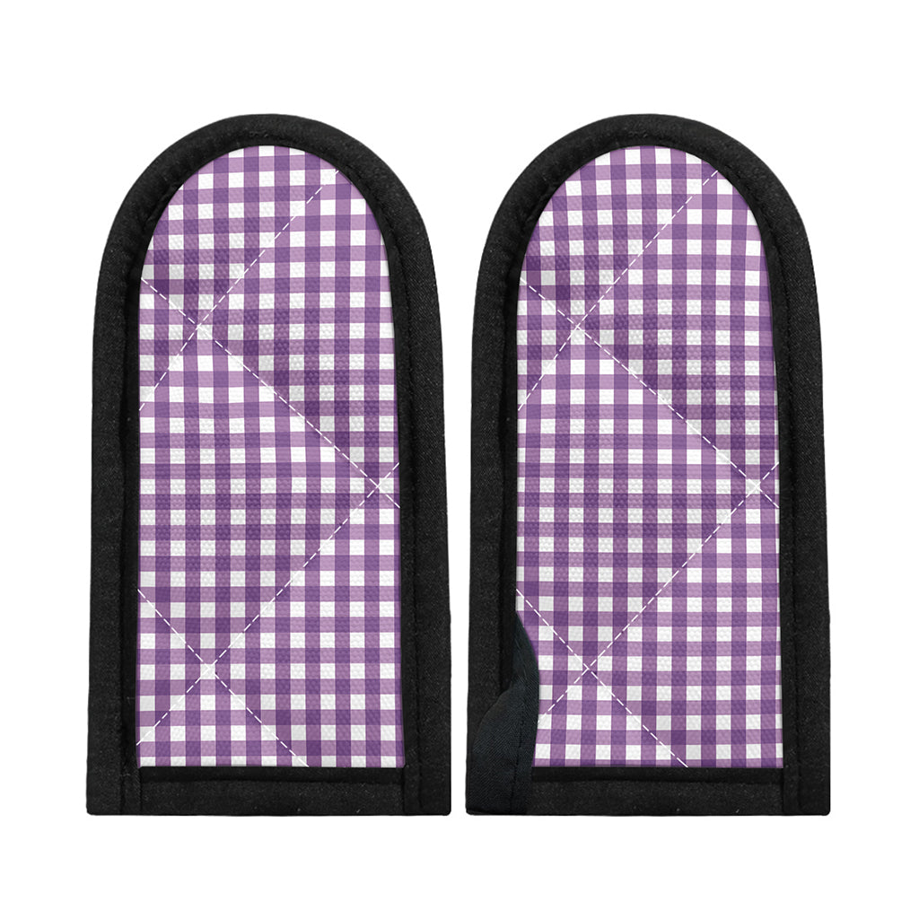 Purple And White Check Pattern Print Skillet Handle Cover