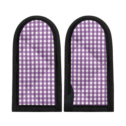 Purple And White Check Pattern Print Skillet Handle Cover