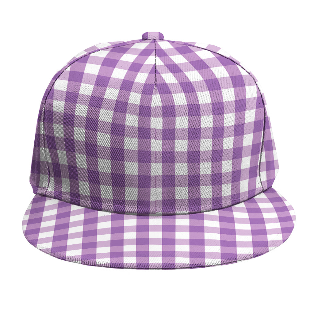 Purple And White Check Pattern Print Snapback Cap