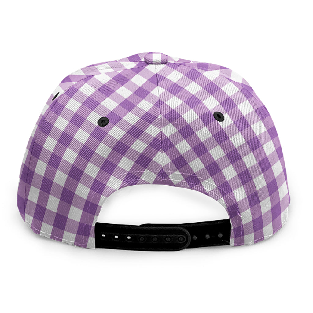 Purple And White Check Pattern Print Snapback Cap