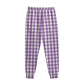 Purple And White Check Pattern Print Sweatpants
